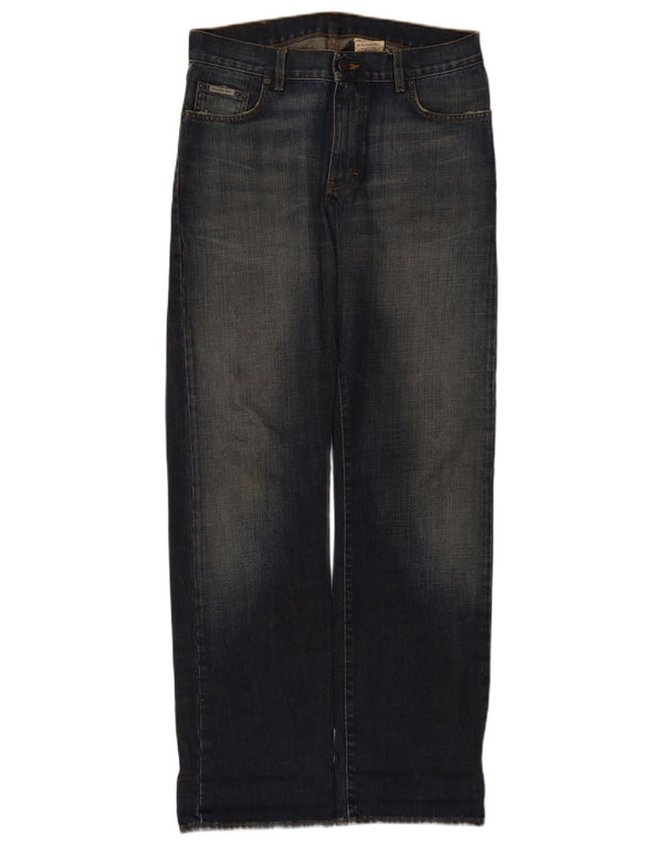 Calvin Klein Herren Straight Jeans W32 L34 Marineblaue Baumwolle