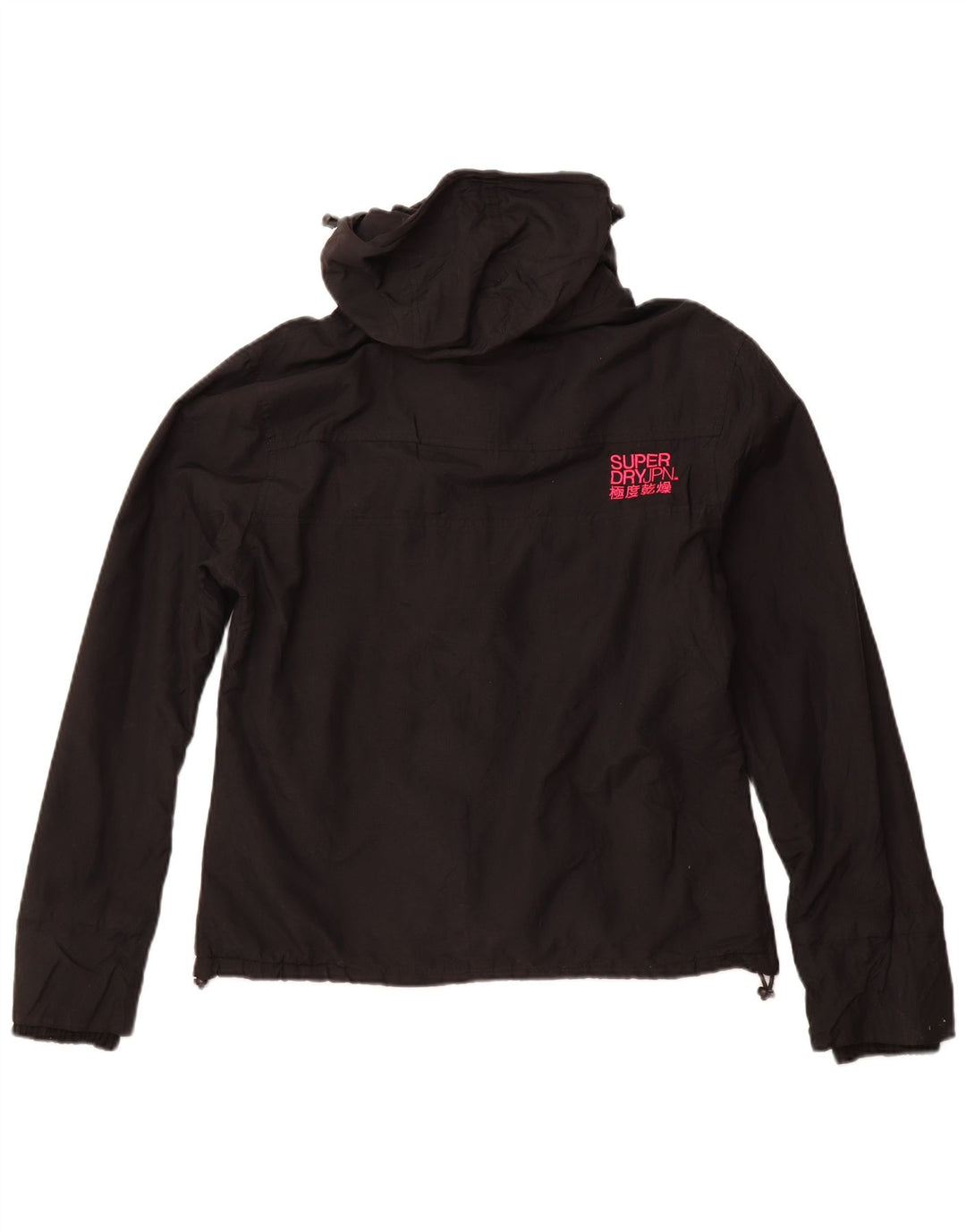 SUPERDRY Damen-Windbreakerjacke mit Kapuze, UK 18, XL, schwarzes Nylon