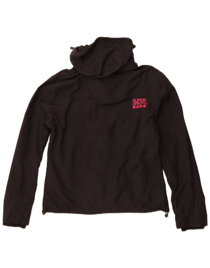 SUPERDRY Damen-Windbreakerjacke mit Kapuze, UK 18, XL, schwarzes Nylon