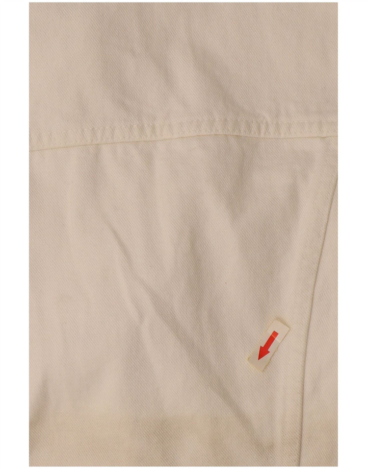 Indian Motocycle Damen Crop Denim Jacke UK 14 Große weiße Baumwolle