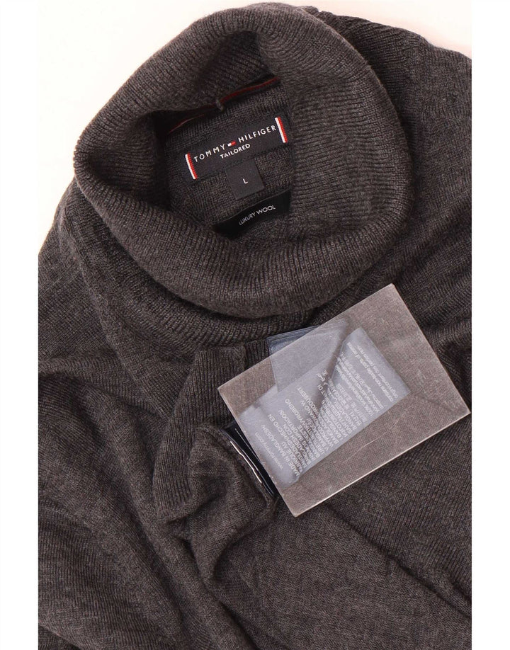 Tommy Hilfiger Rollkragenpullover für Herren, groß, aus grauer Wolle