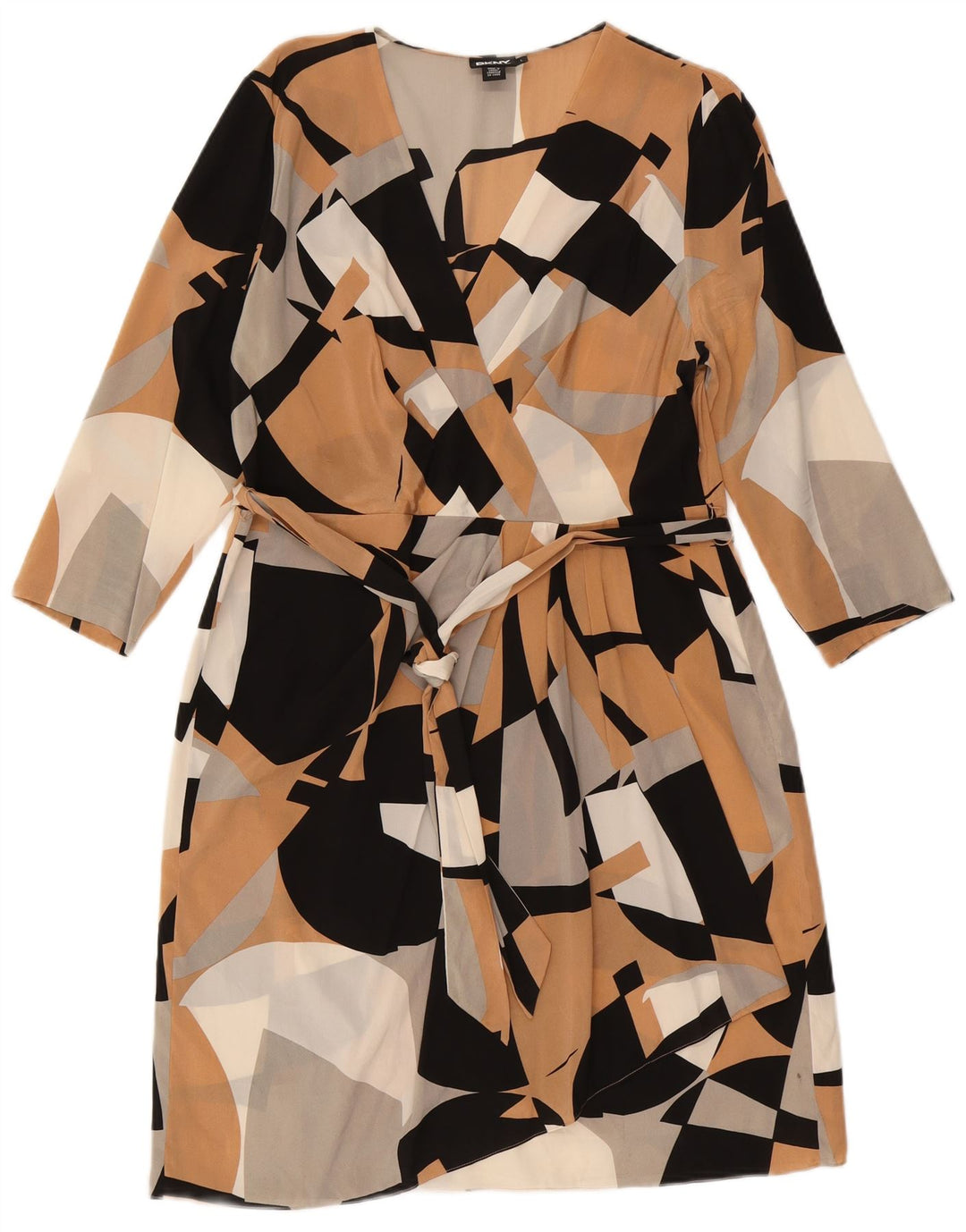 DKNY Damen-Etuikleid mit 3/4-Ärmeln, Größe 40, mehrfarbig, geometrisch