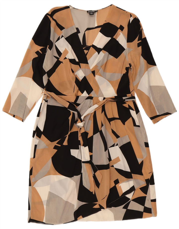 DKNY Damen-Etuikleid mit 3/4-Ärmeln, Größe 40, mehrfarbig, geometrisch