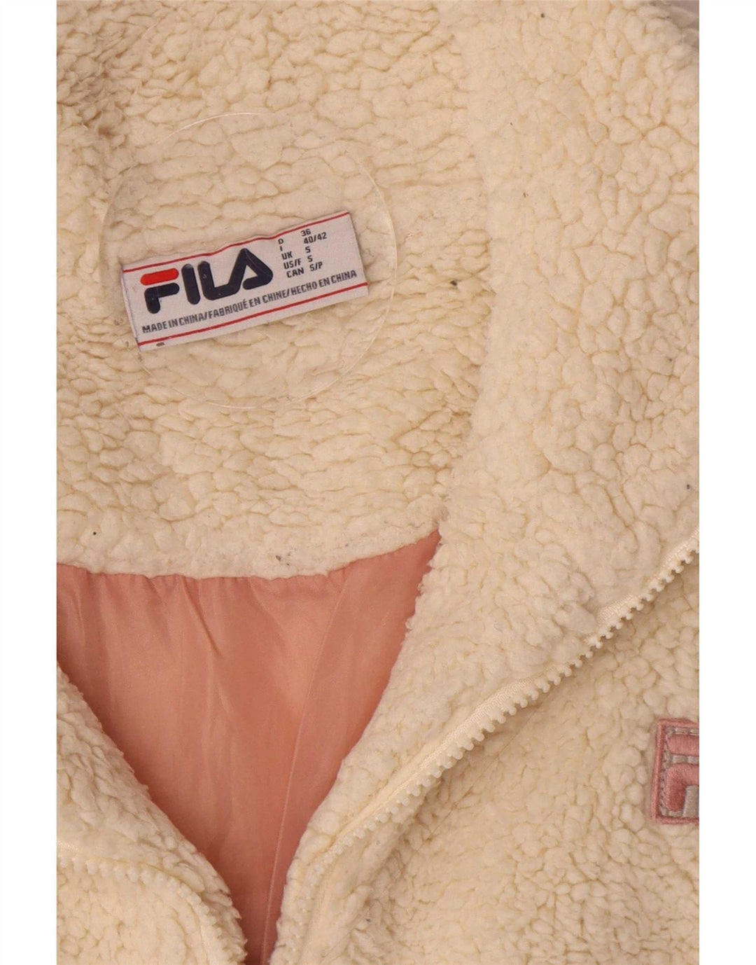Fila Damen Übergroße Fleecejacke UK 10 Small Off White Colourblock