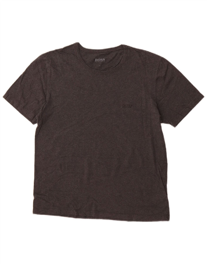 HUGO BOSS Damen T-Shirt Top UK 16 Large Grau Baumwolle