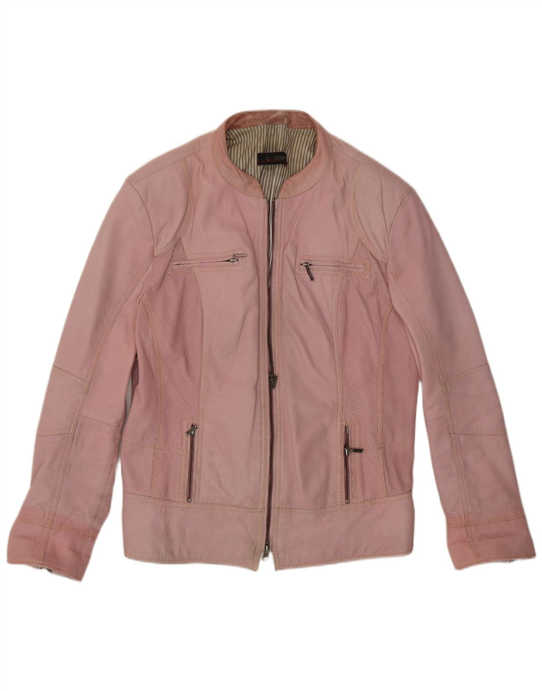 Cabrini Damen Leder Racer Jacke UK 14 Großes rosa Leder