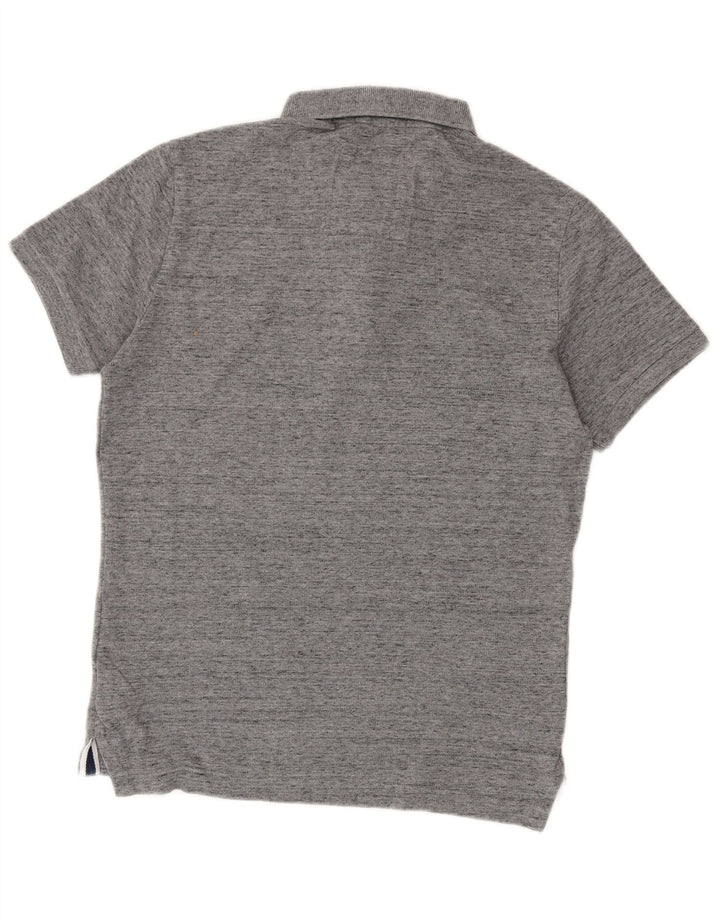 Superdry Herren-Poloshirt aus mittelgrau gefleckter Baumwolle