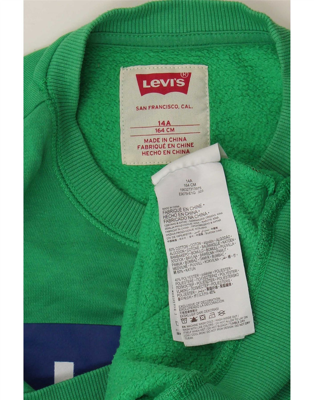 Levi's Jungen-Sweatshirt mit Grafik, 13–14 Jahre, grüne Baumwolle