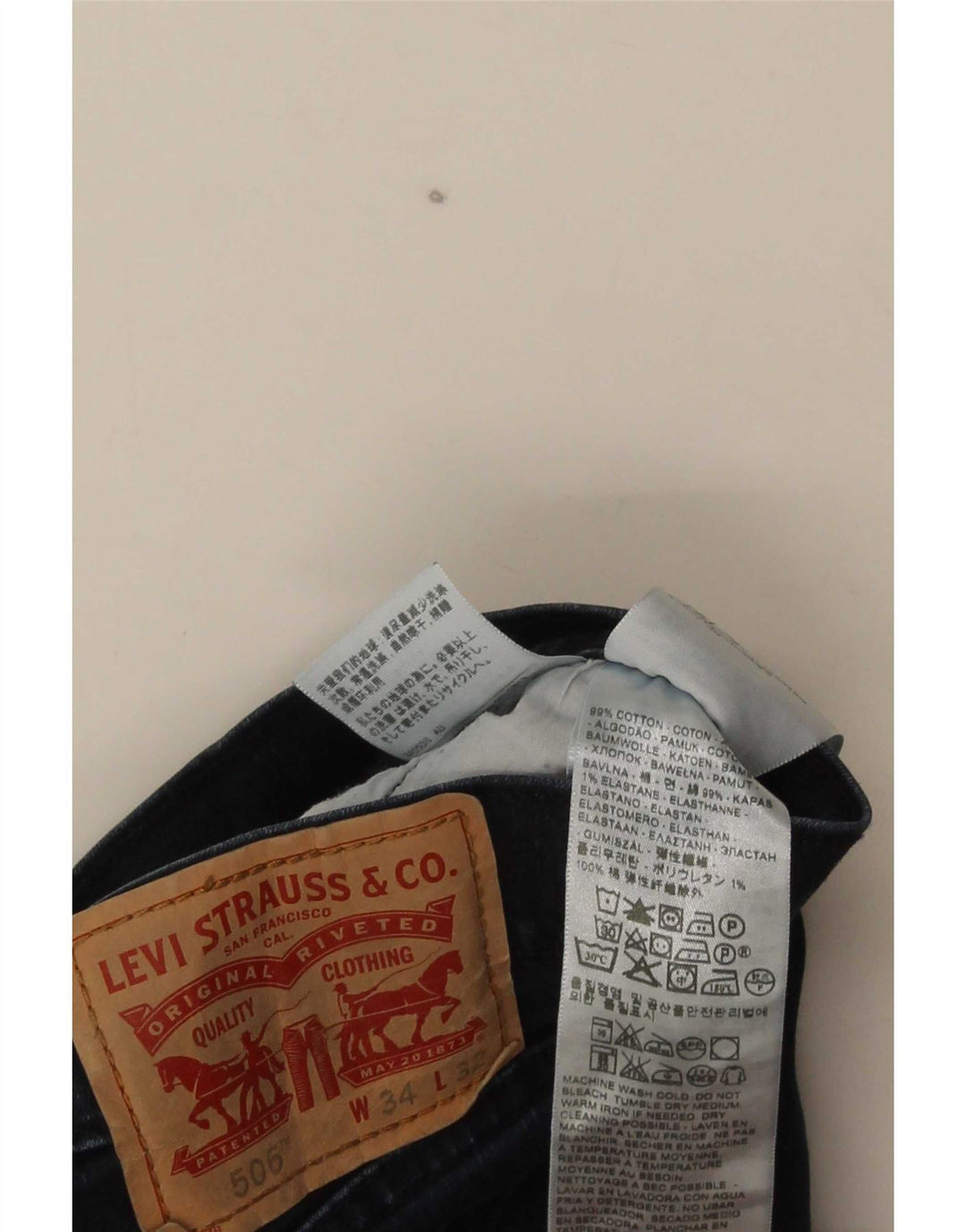 Levi's Herren 506 Straight Jeans W34 L32 Marineblaue Baumwolle