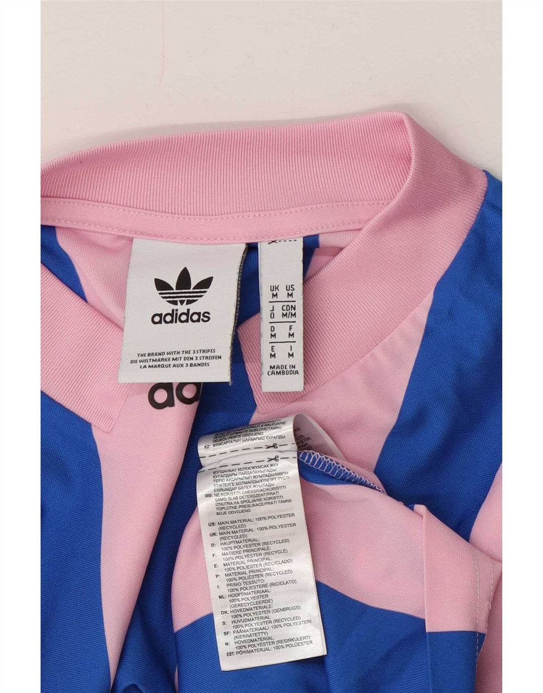 Adidas Herren Grafik-T-Shirt-Oberteil Mittelrosa gestreift aus Polyester