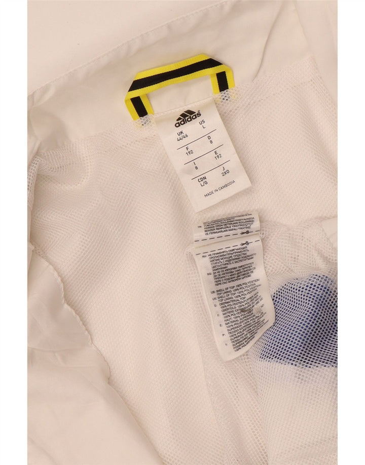Adidas Herren-Trainingsanzugoberteil, UK-Größe 44/46, großes weißes Colourblock-Polyester
