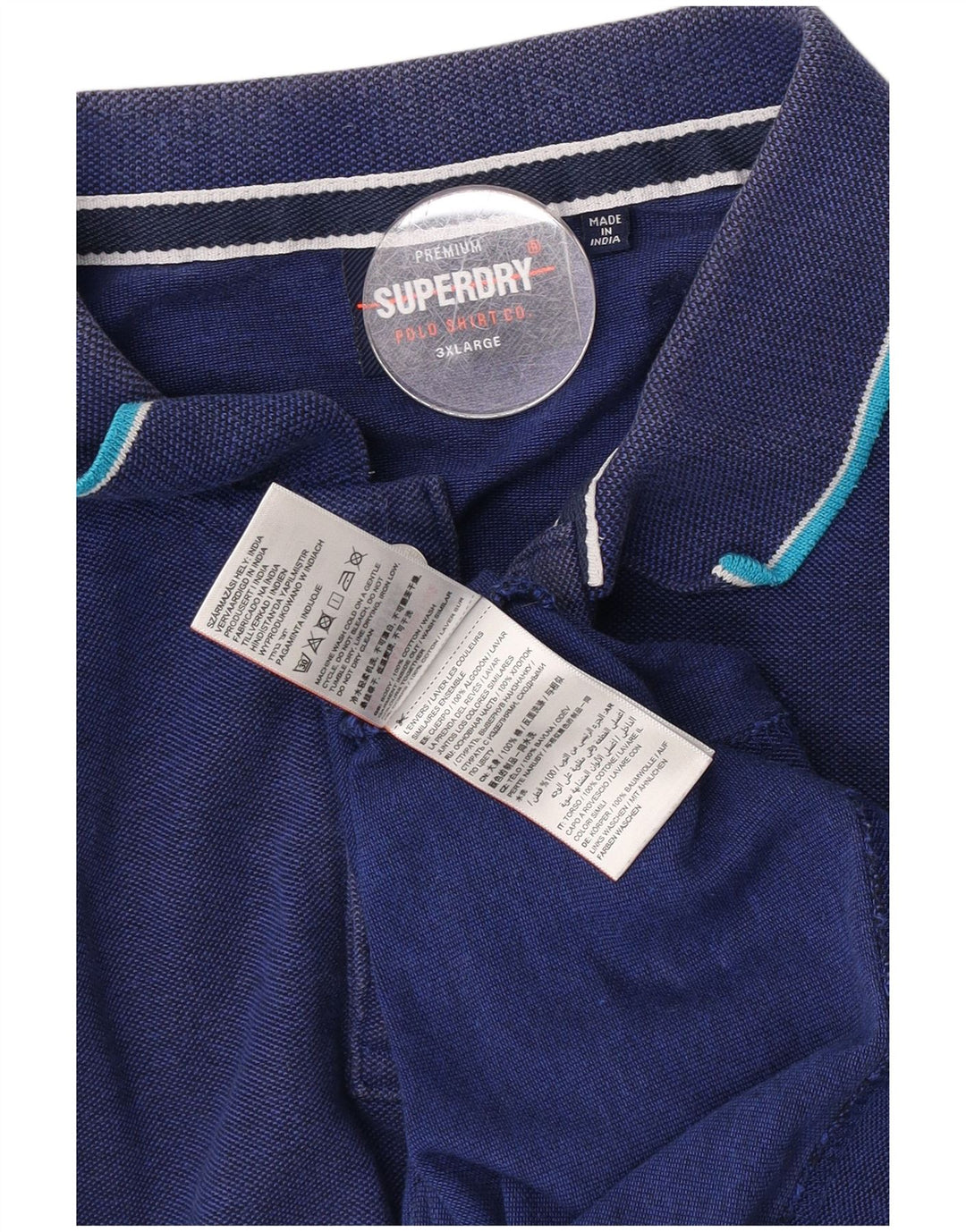 Superdry Herren-Poloshirt 3XL aus blauer Baumwolle