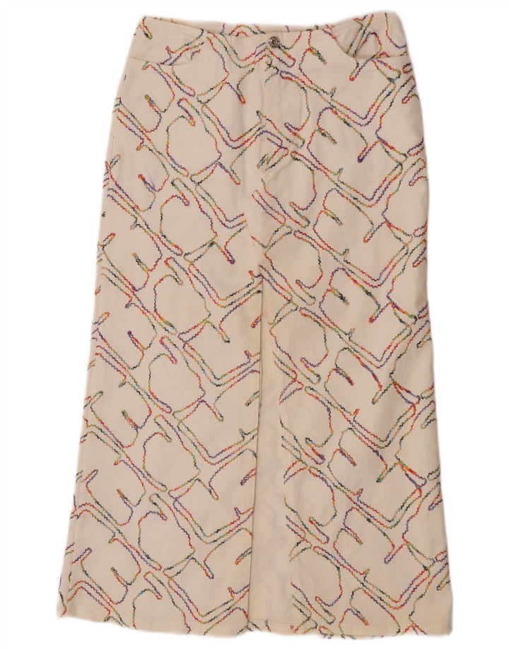 Vintage Damen Midirock W26 Small Off White Geometrisch
