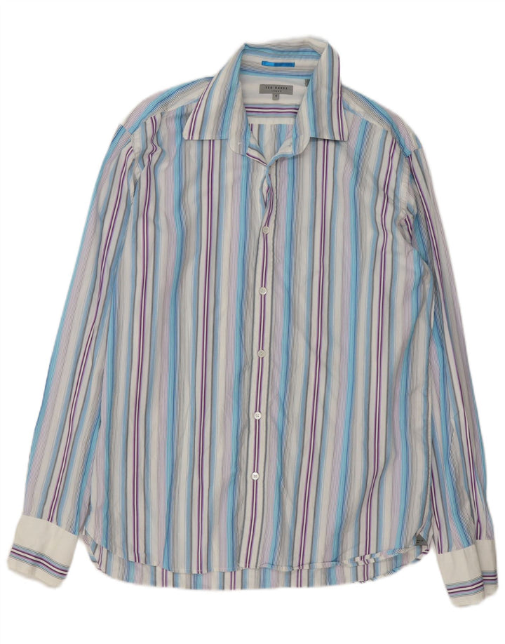 Ted Baker Herrenhemd Größe 5 XL Mehrfarbig gestreifte Baumwolle