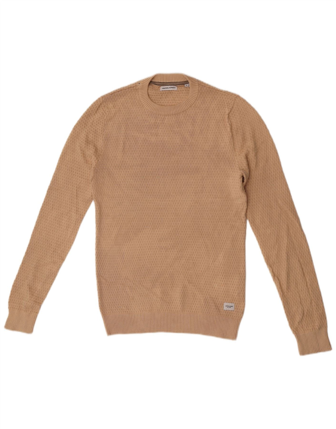 Jack & Jones Herren-Pullover mit Rundhalsausschnitt, Größe S, beige, Baumwolle