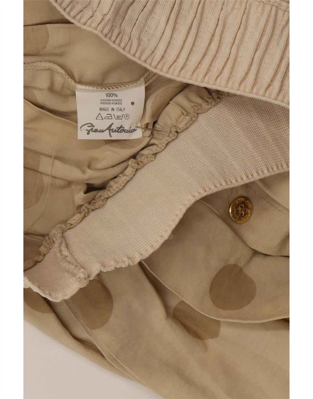 Vintage Damen High Waist Cullotes Shorts W28 Medium Beige Polka Dot
