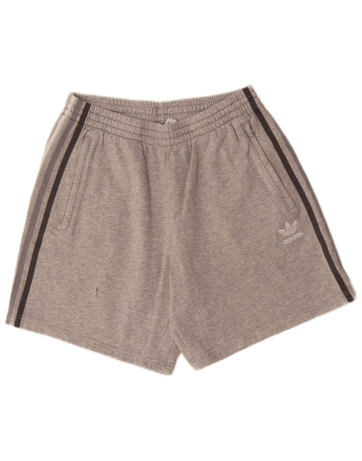 Adidas Herren-Sportshorts aus mittelgrau gefleckter Baumwolle