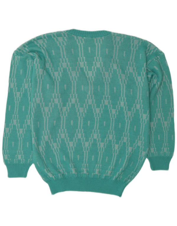 Il Birillo Damen-Pullover mit V-Ausschnitt, UK 20 2XL, Türkis, geometrisch