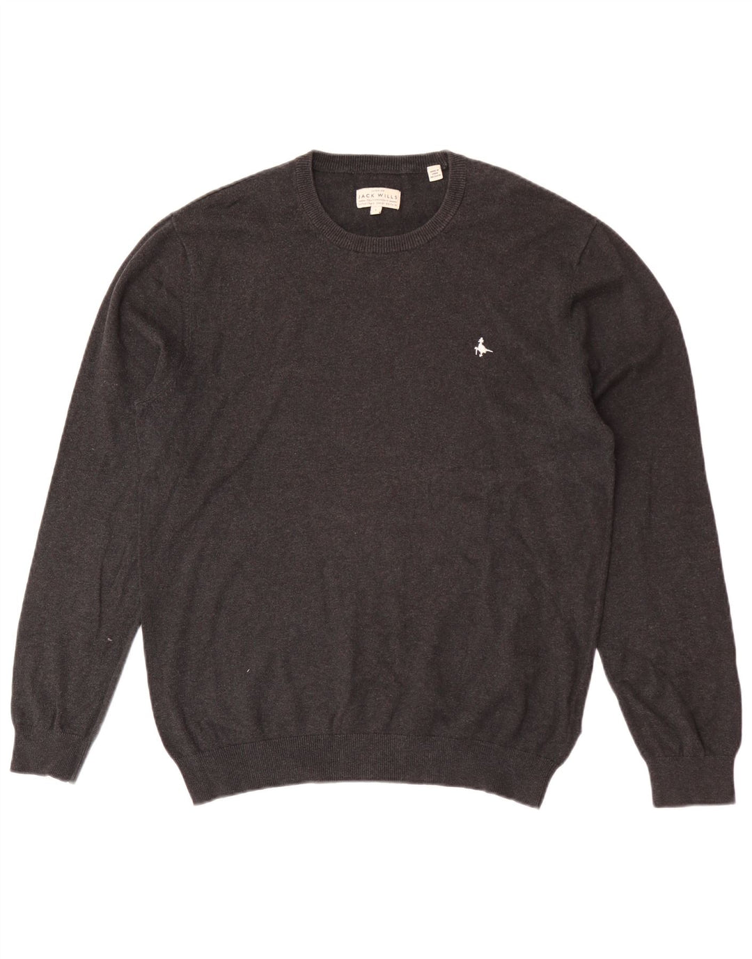Jack Wills Herren-Pullover mit Rundhalsausschnitt, Größe L, aus grauer Baumwolle