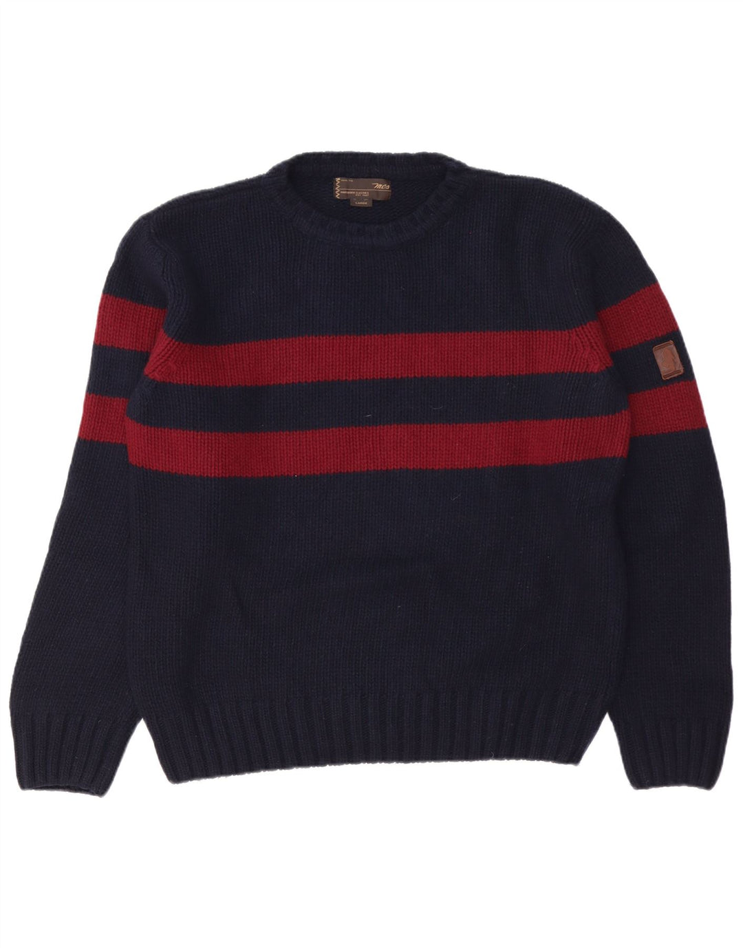 Marlboro Classics Herren-Pullover mit Rundhalsausschnitt, groß, Marineblau, Farbblock