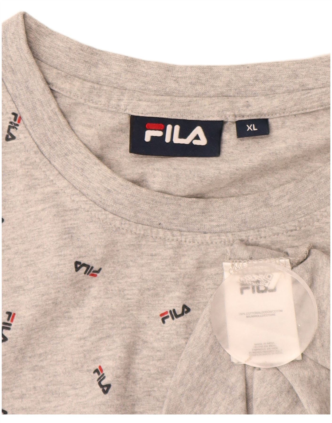 Fila Herren Grafik T-Shirt Top XL Grau meliert Baumwolle