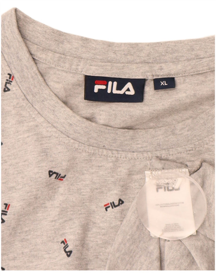 Fila Herren Grafik T-Shirt Top XL Grau meliert Baumwolle