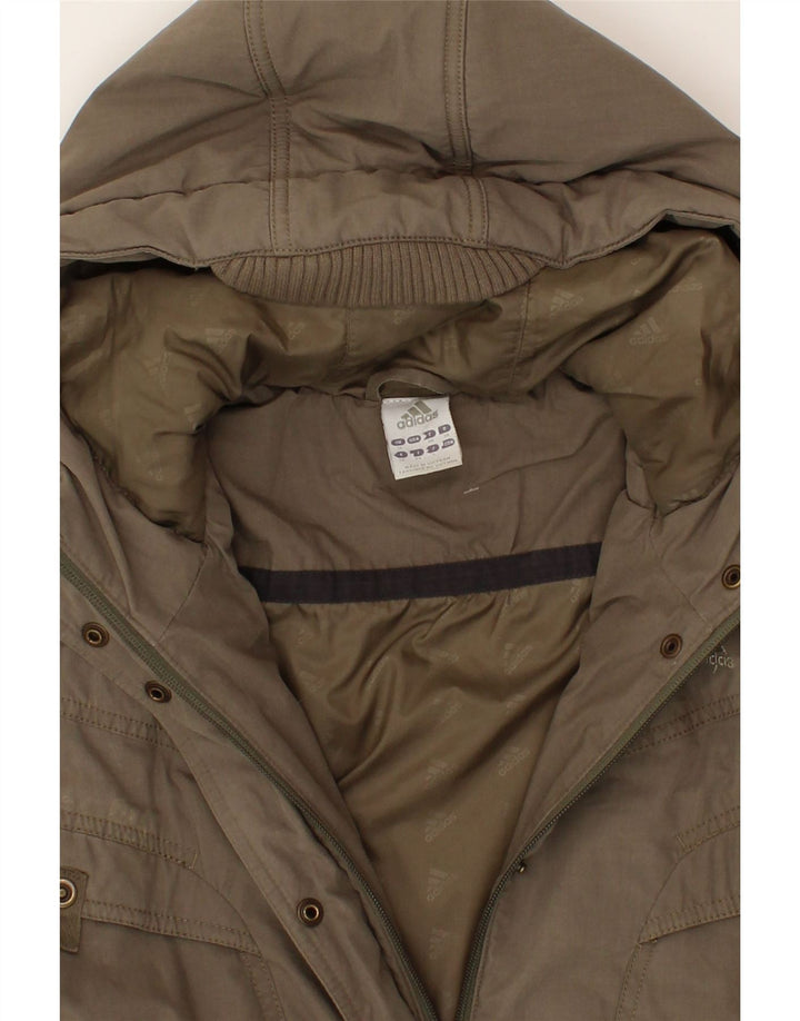 ADIDAS Womens Hooded Overcoat UK 12 Medium Grey Cotton Vintage Adidas and Second-Hand Adidas from Messina Hembry 