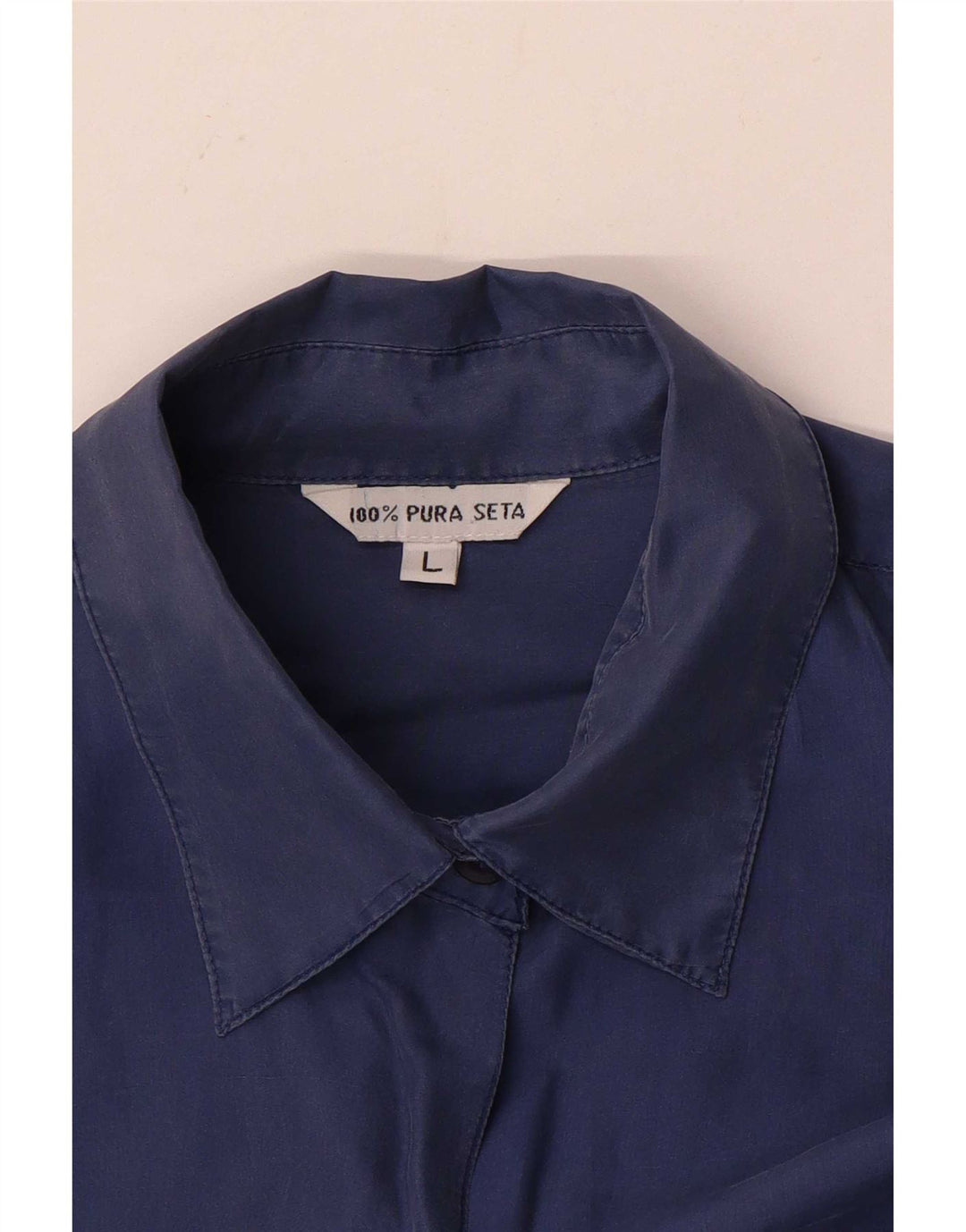 Vintage Damen Hemdbluse UK 16 Große marineblaue Seide