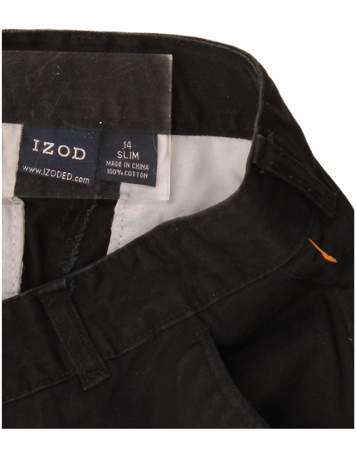 IZOD gerade Chino-Hose für Jungen, 13–14 Jahre, W26, L28, schwarze Baumwolle