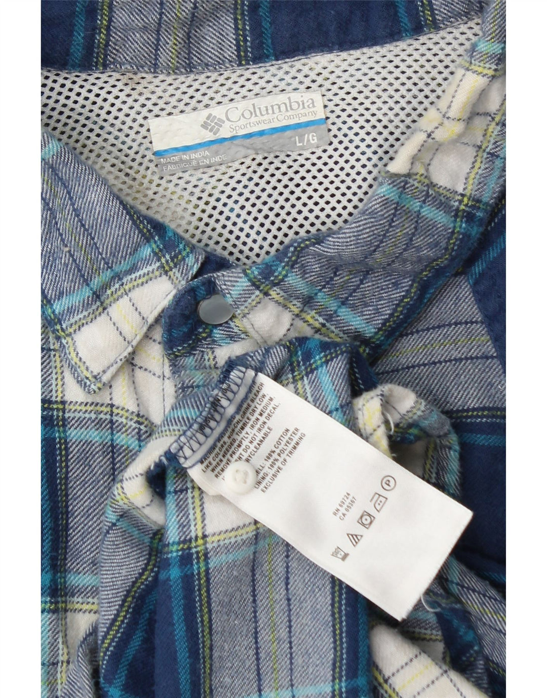 Columbia Herren-Flanellhemd, groß, blau kariert, Baumwolle