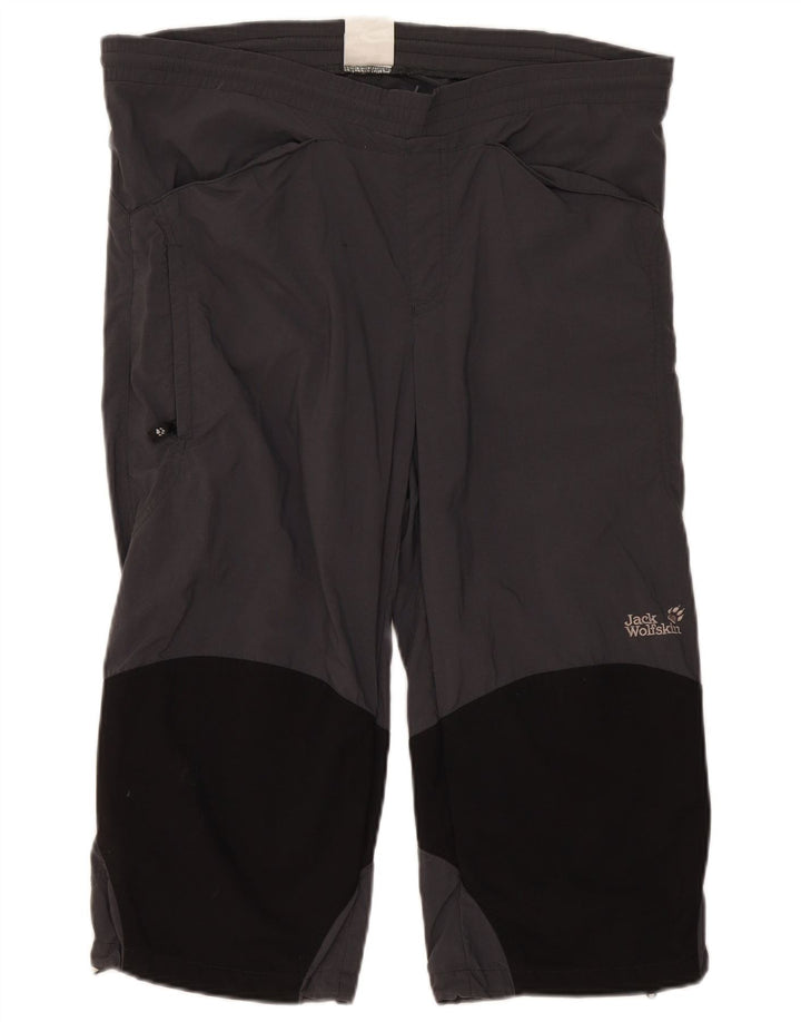 Jack Wolfskin Capri-Trainingshose für Damen, UK 14, Mittelgrau, Farbblock