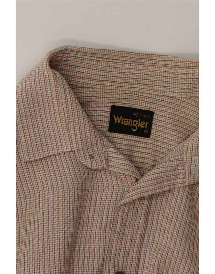 WRANGLER Herren-Flanellhemd, Größe 16 1/2 41, groß, beige gestreift