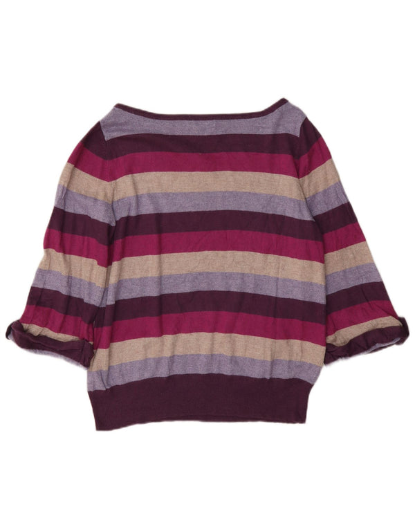 Marks & Spencer Damen-Pullover mit U-Boot-Ausschnitt, UK 14, mittelviolett gestreift