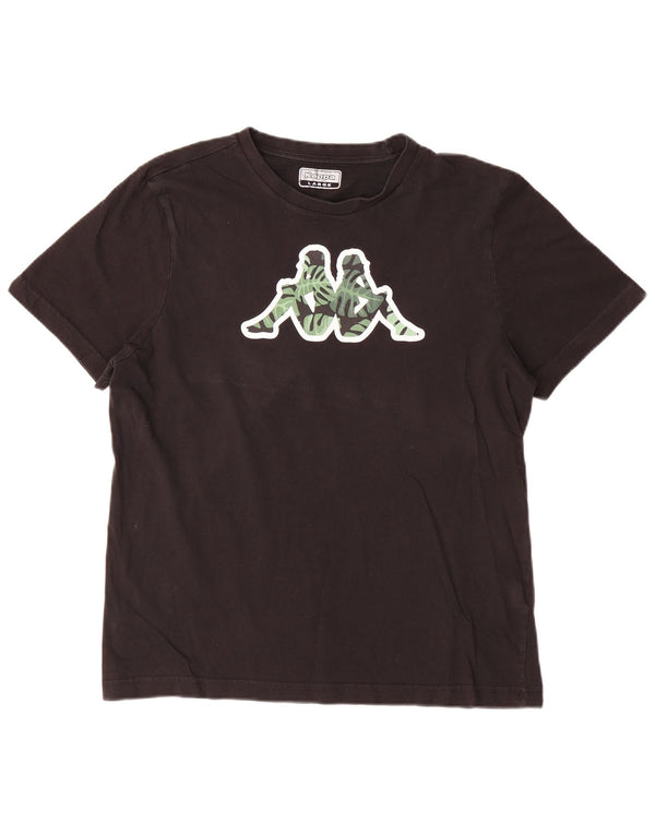 Kappa Herren-T-Shirt mit Grafik, groß, aus schwarzer Baumwolle