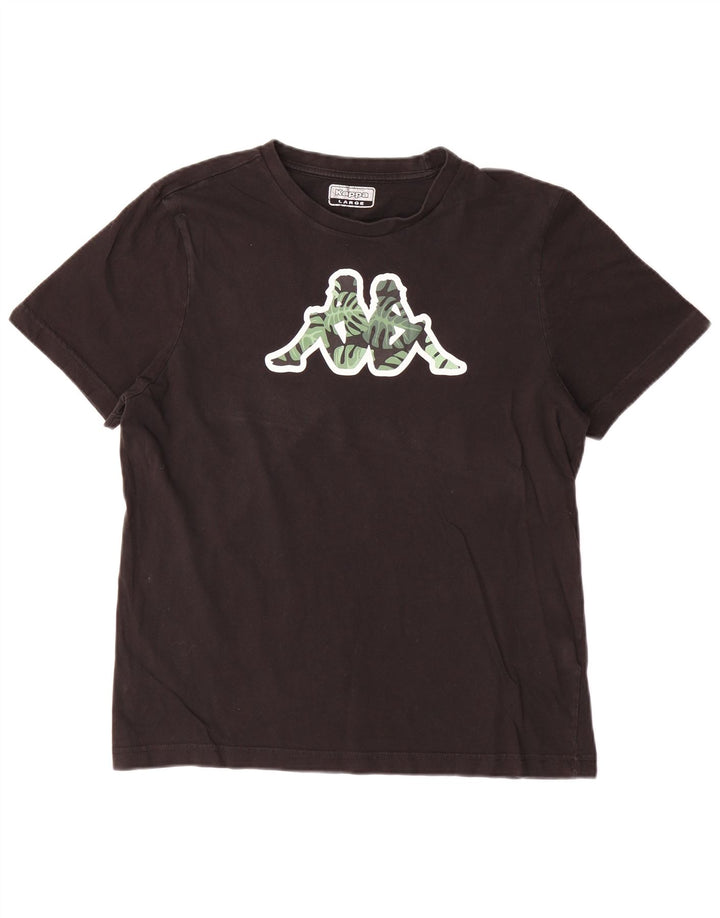 Kappa Herren-T-Shirt mit Grafik, groß, aus schwarzer Baumwolle
