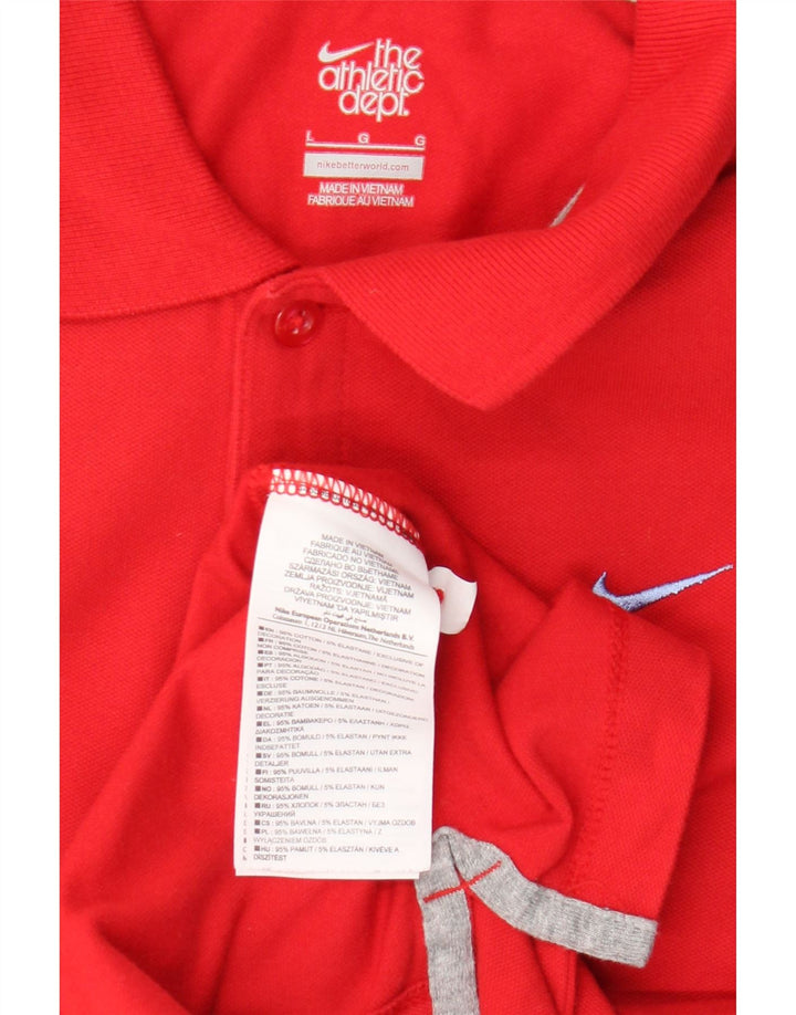 Nike Damen Poloshirt UK 16 Große rote Baumwolle