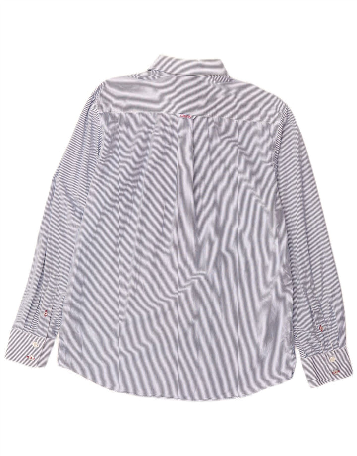 CREW CLOTHING Herren-Hemd mit klassischer Passform, große blaue Nadelstreifen-Baumwolle