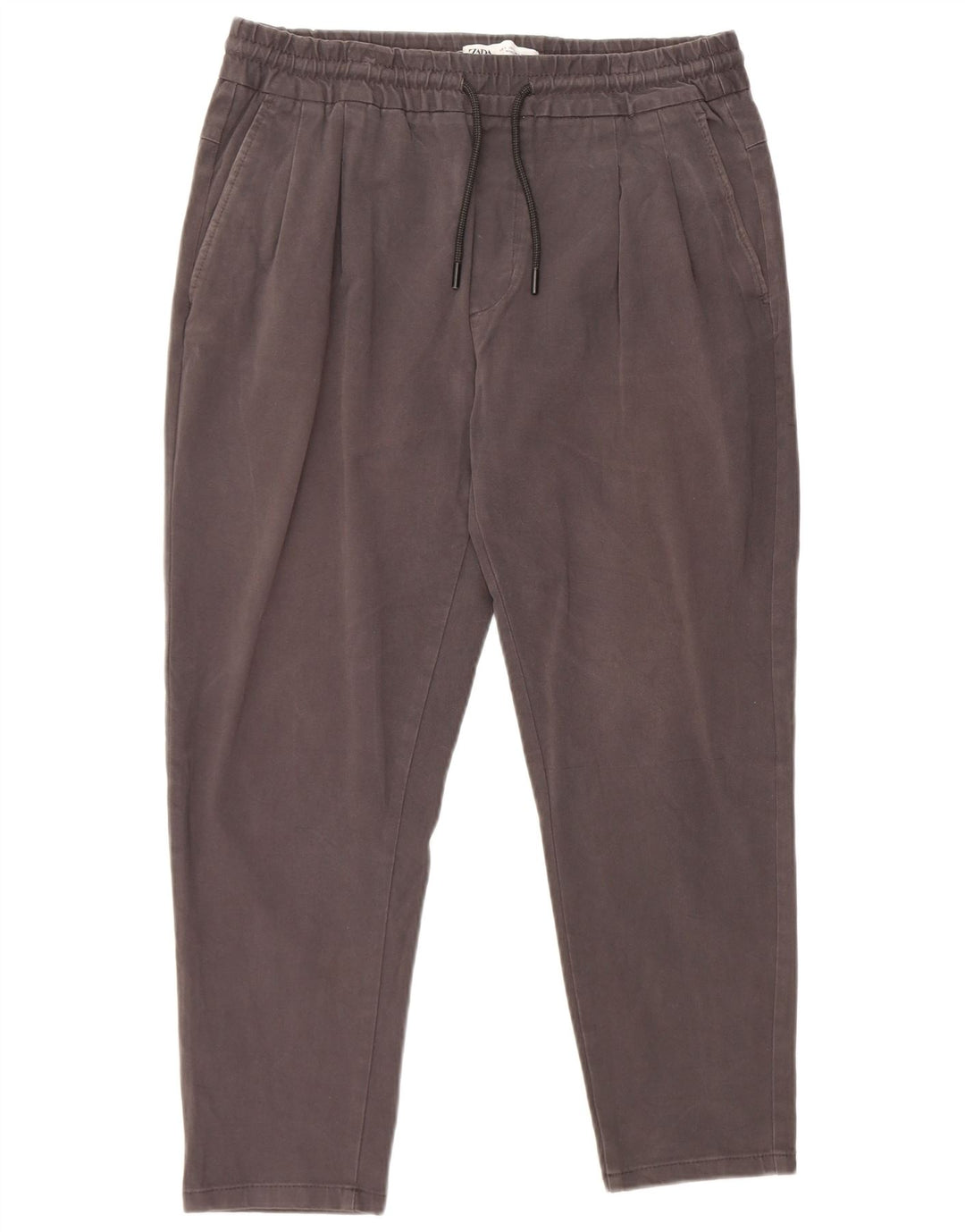 Zara Herren-PEGged-Cropped-Hose W32 L25 Graue Baumwolle