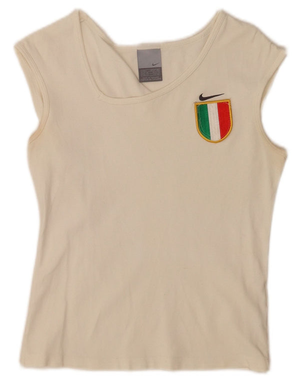 Nike Damen Italia Crop Vest Top UK 8 Small Weiße Baumwolle