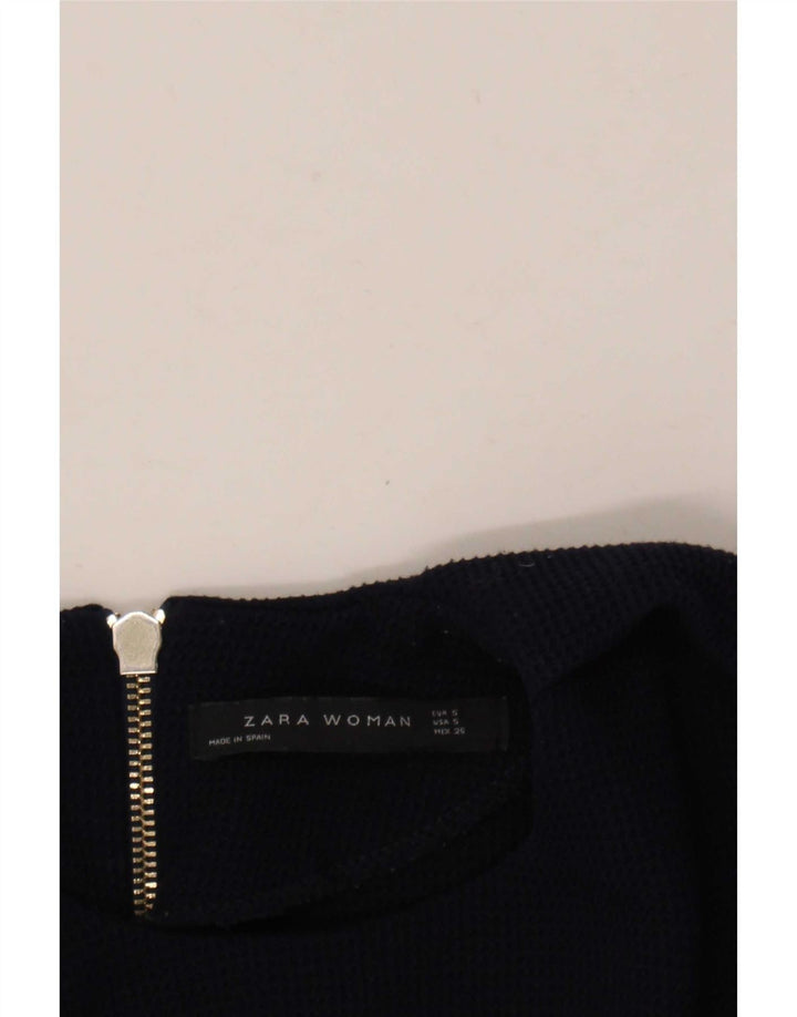Zara Damen Bluse Top UK 10 Small Marineblau
