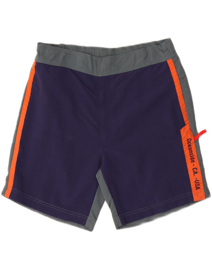 ASICS Herren-Badeshorts mit Grafik, groß, marineblaues Colourblock-Nylon