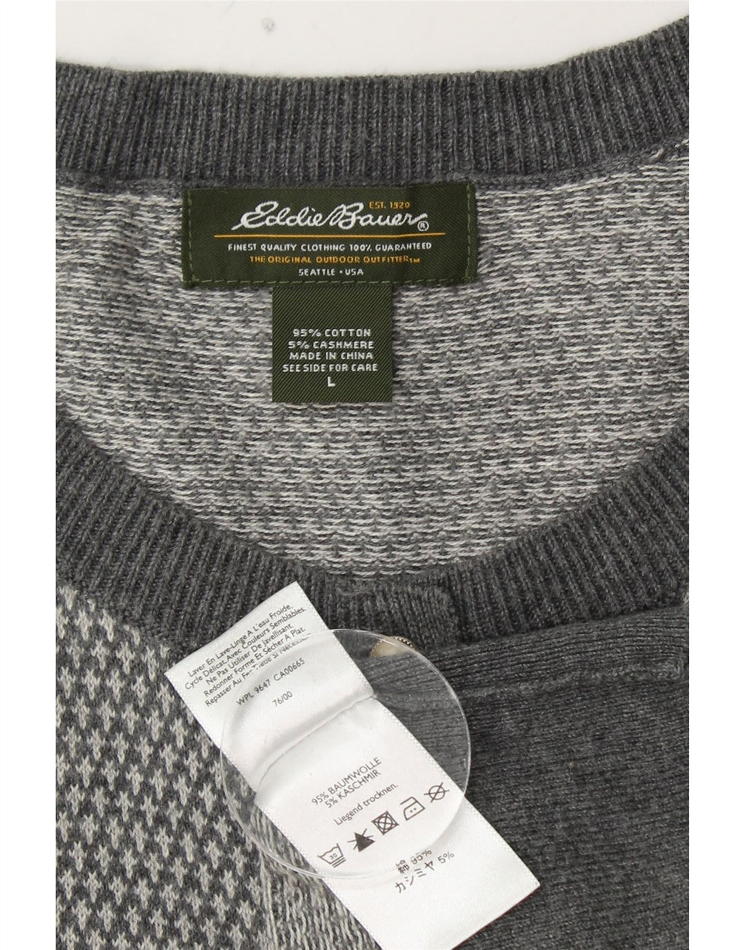 EDDIE BAUER Damen Strickjacke UK 14 Große graue Baumwolle