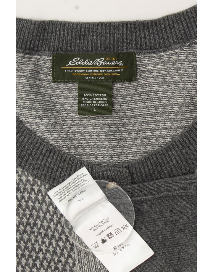 EDDIE BAUER Damen Strickjacke UK 14 Große graue Baumwolle