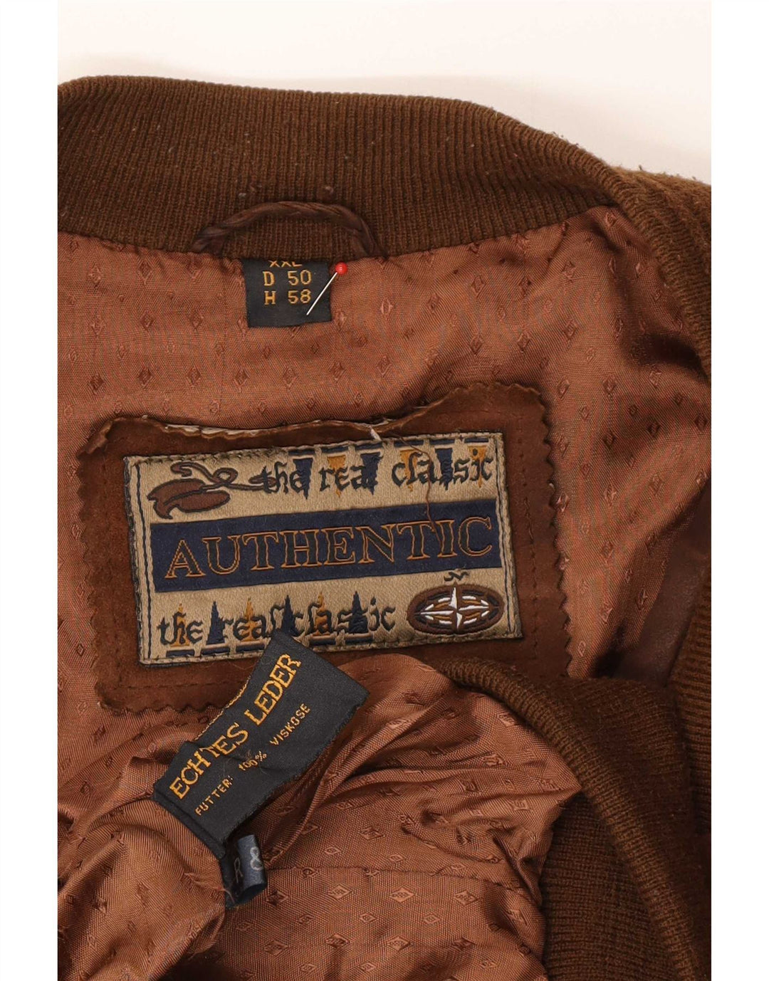 Authentische Wildleder-Bomberjacke für Herren, UK 44 2XL, braunes Leder