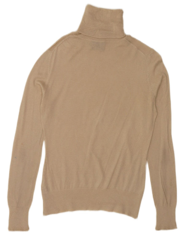 Massimo Dutti Damen-Pullover mit Rollkragen, Gr. 10, Größe S, Beige, Seide