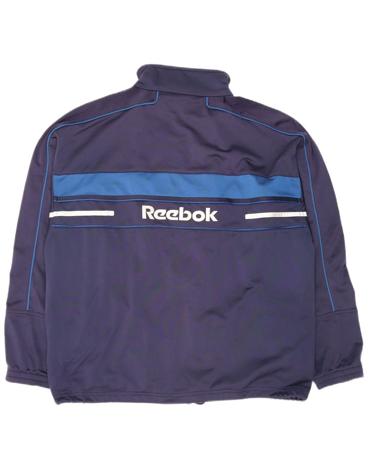 Reebok Herren-Trainingsanzugoberteil mit Grafik, mittleres Marineblau, Farbblock