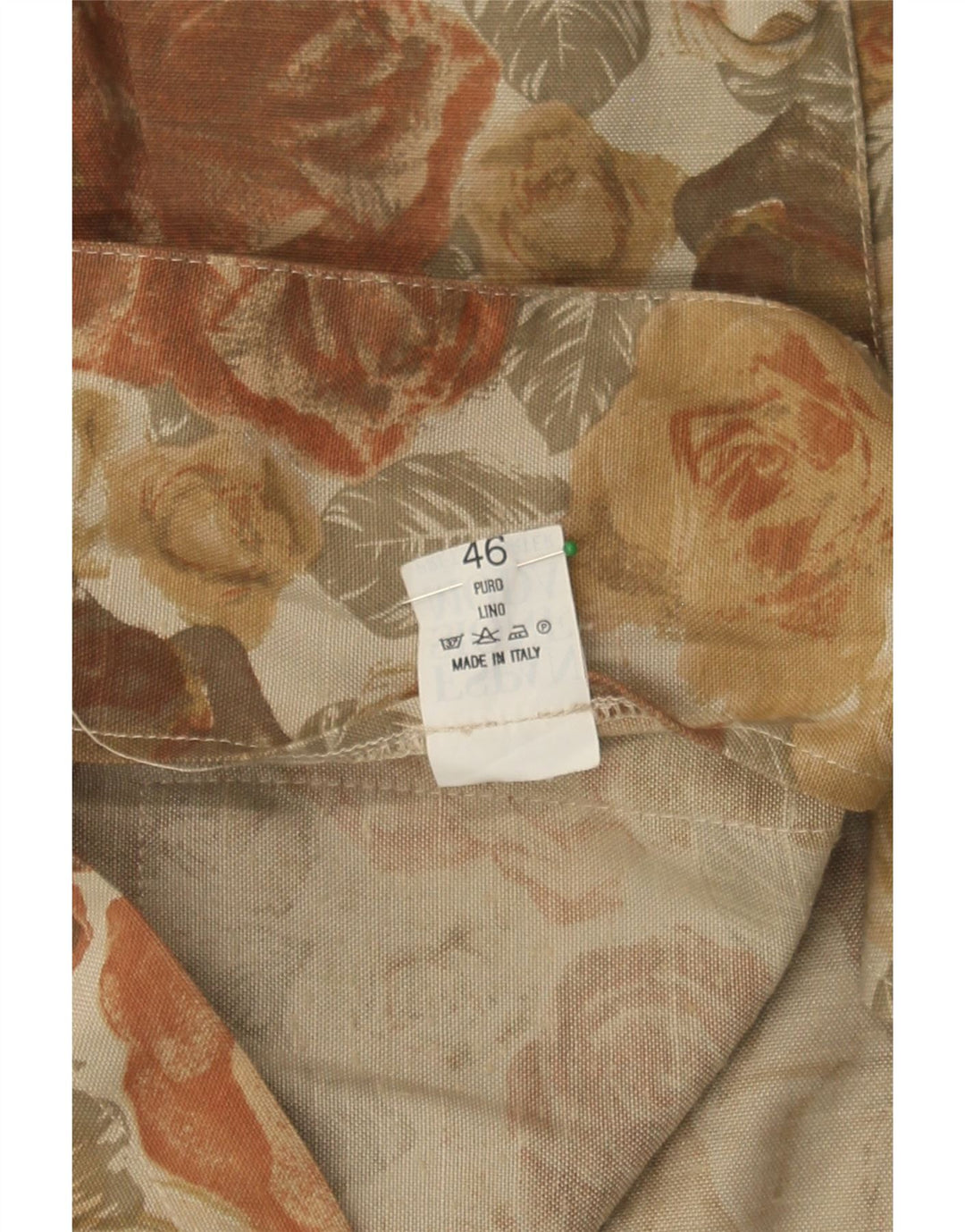 VINTAGE Womens Longline 3 Button Blazer Jacket IT 46 Large Beige Floral Vintage Vintage and Second-Hand Vintage from Messina Hembry 