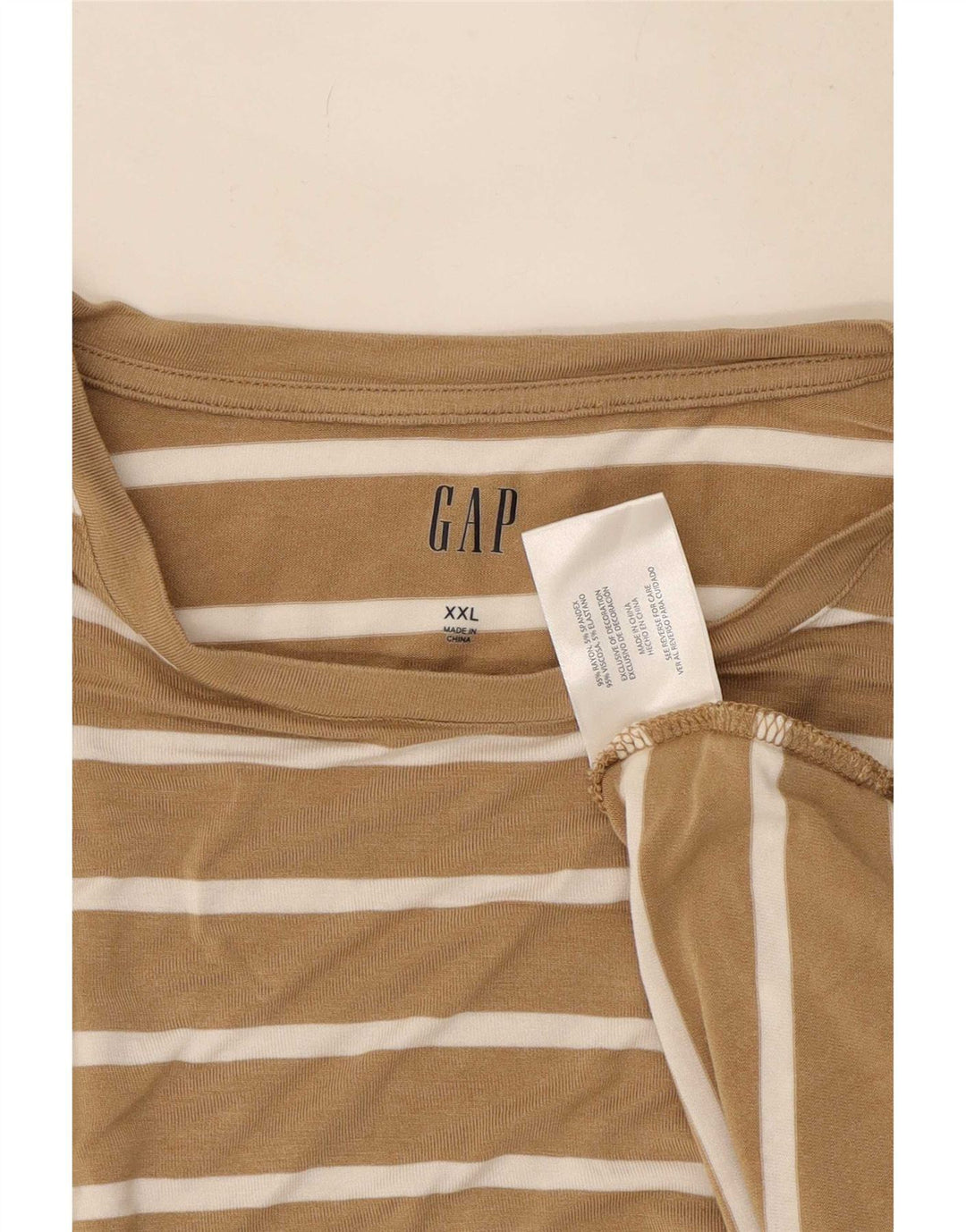 Gap Damen Übergroßes Top Langarm UK 20 2XL Beige gestreift Rayon
