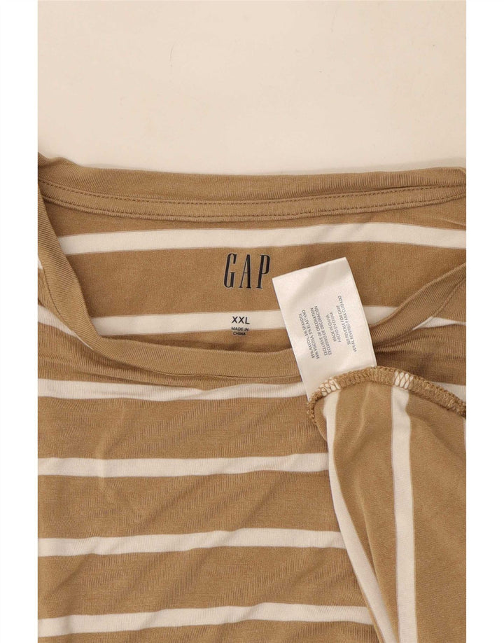 Gap Damen Übergroßes Top Langarm UK 20 2XL Beige gestreift Rayon