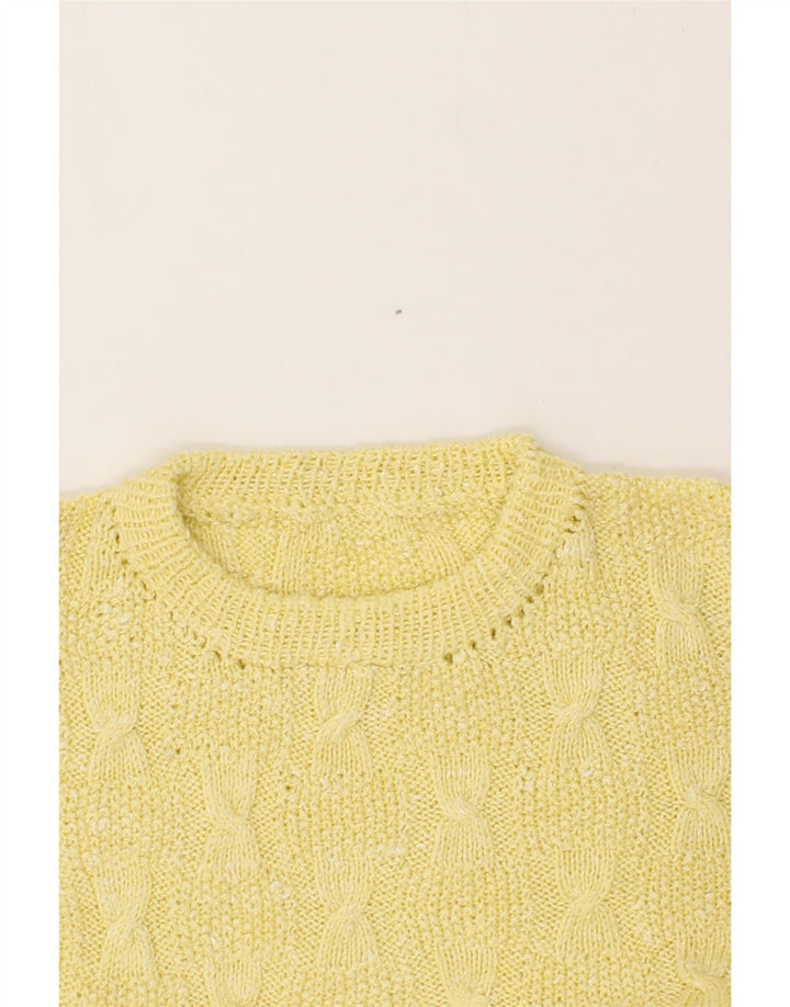 VINTAGE Womens Boat Neck Jumper Sweater UK 14 Medium Yellow Vintage Vintage and Second-Hand Vintage from Messina Hembry 